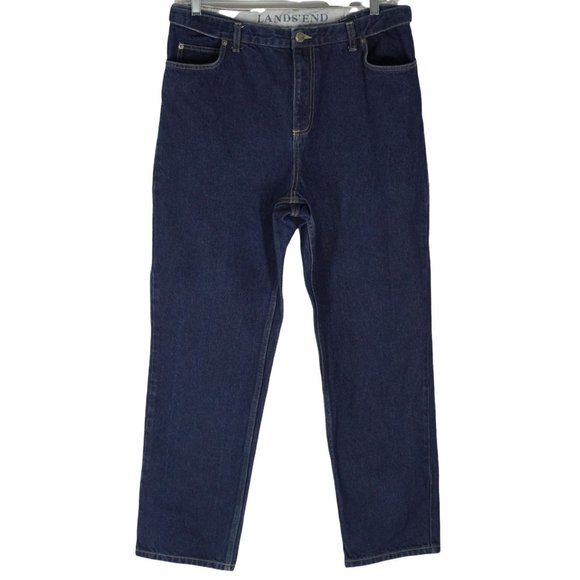 Lands' End Jeans Womens Size 14 Built in Flex Dark Wash High Rise High Waist - Picture 3 of 12